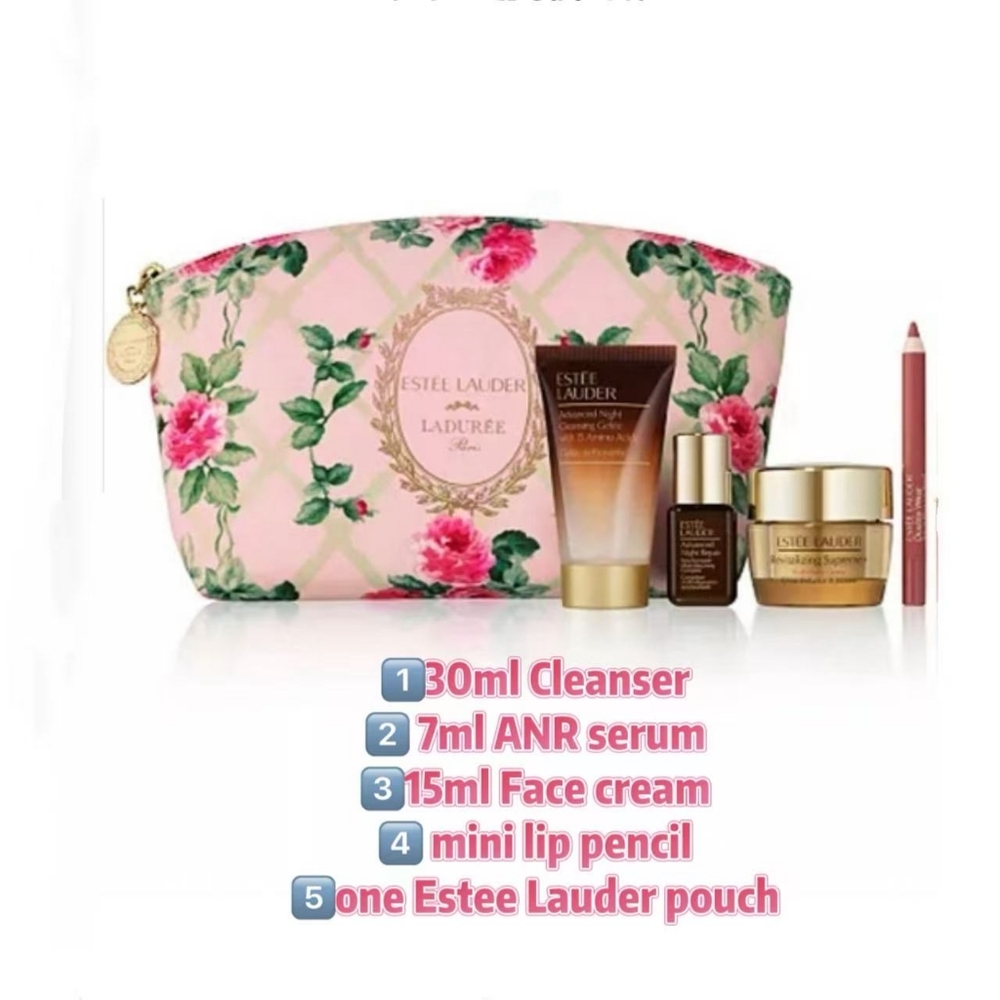 Estee Lauder Pink Floral Cosmetic and Skincare Set